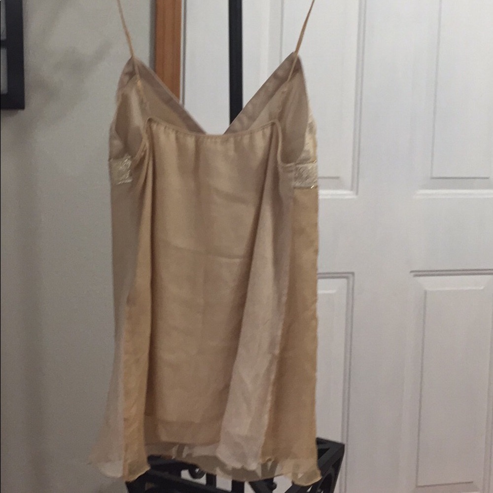 Elegant Gold Silklined Long Tank Top. View 2